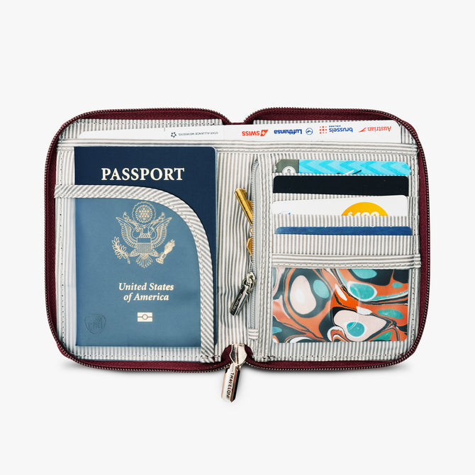 variant:42794909401133 travelon RFID Blocking Passport Zip Wallet -Bordeaux