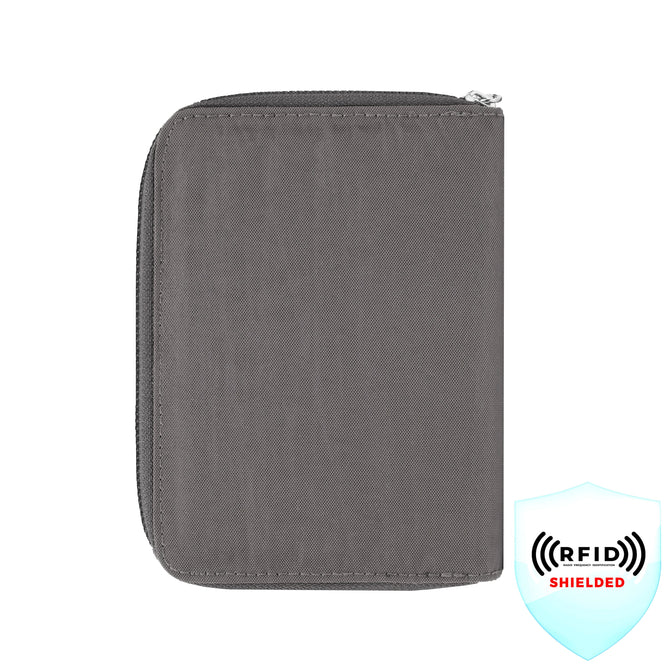 variant:43452764127277 travelon RFID Blocking Passport Zip Wallet - Smoke