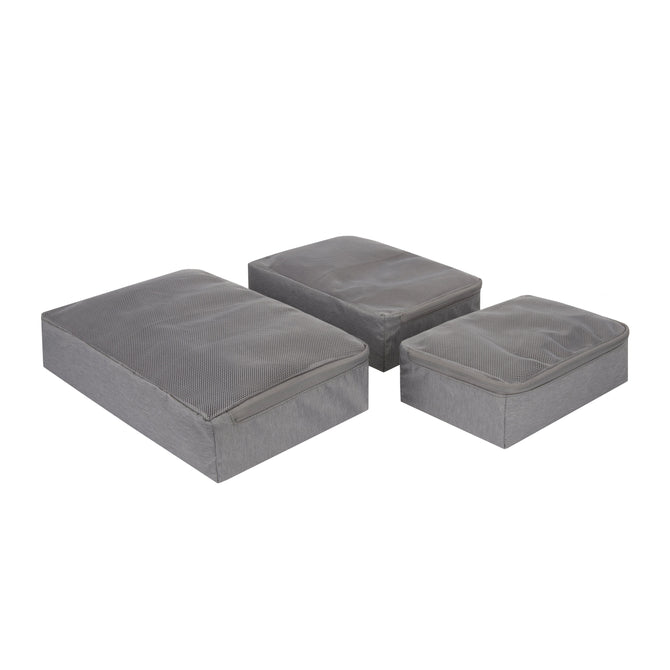 variant:43452767469613 travelon World Travel Essentials Set of 3 Soft Packing Cubes - Gray Heather
