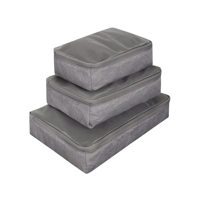 variant:43452767469613 travelon World Travel Essentials Set of 3 Soft Packing Cubes - Gray Heather