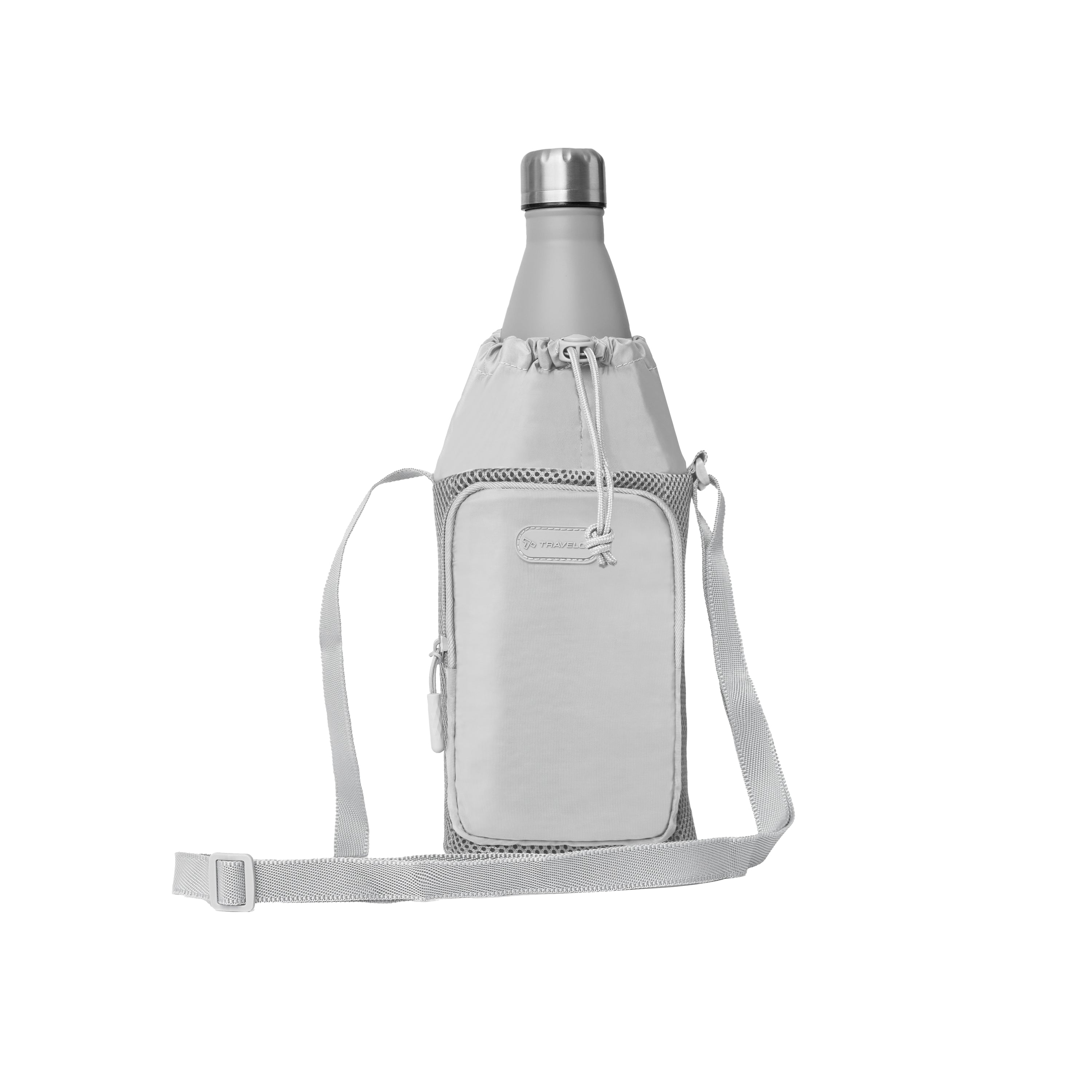 variant:43452769501229 Travelon Pi Gogo Insulated Water Bottle Tote - Platinum