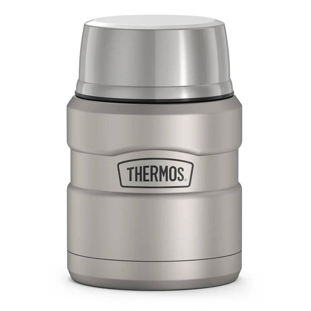 variant:43981588824109 16 oz. Stainless Steel Food Jar w Folding Spoon - Matte Stainless Steel