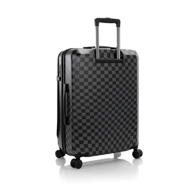 variant:44482320466112 EZ Fashion Hardside 26" Medium Checked Luggage Black Gray Check