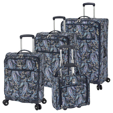 variant:46795402870976 London Fog Mayfair Softside Large Checked Luggage Navy And White Paisley