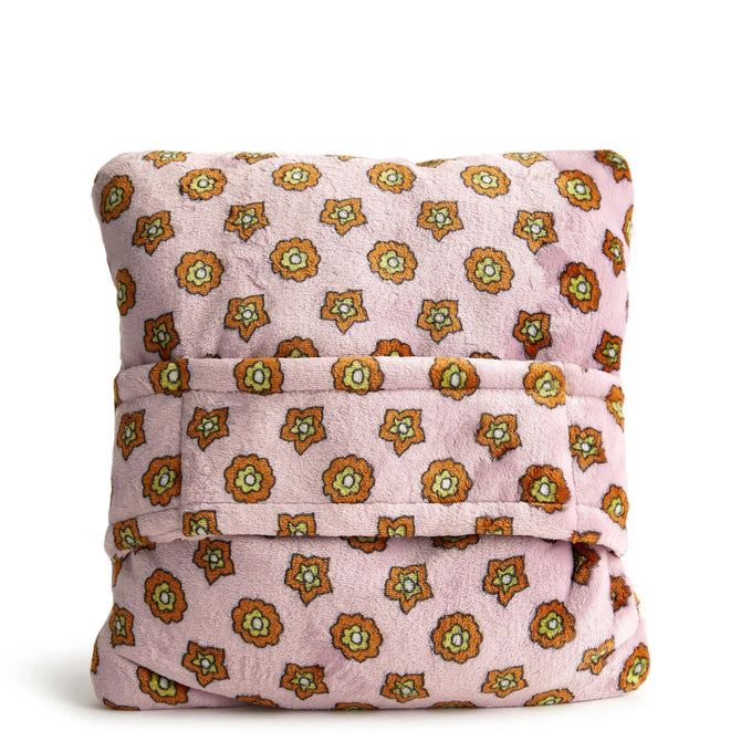variant:42984170946605 Vera Bradley Plush Travel Blanket - Mini Flower Dot Lavender Frost