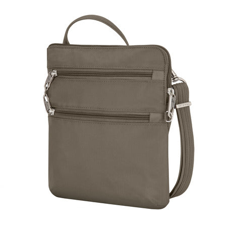 variant:41193719136301 travelon Slim Double Zip Crossbody - Nutmeg