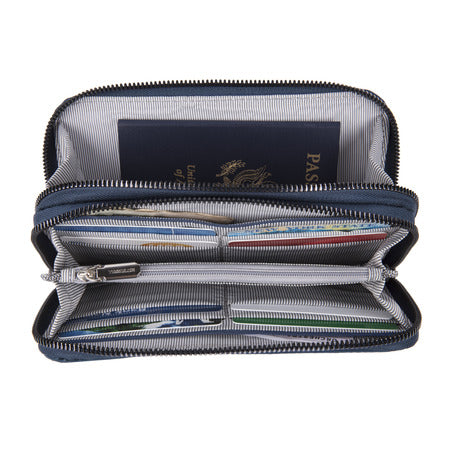 variant:41193726115885 Travelon RFID Blocking Double Zip Wallet - ocean