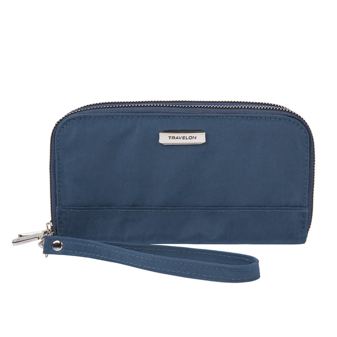 variant:41193726115885 Travelon RFID Blocking Double Zip Wallet - ocean