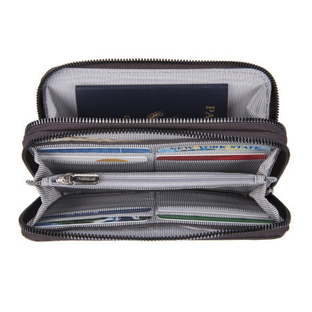 variant:41193726181421 Travelon RFID Blocking Double Zip Wallet - smoke