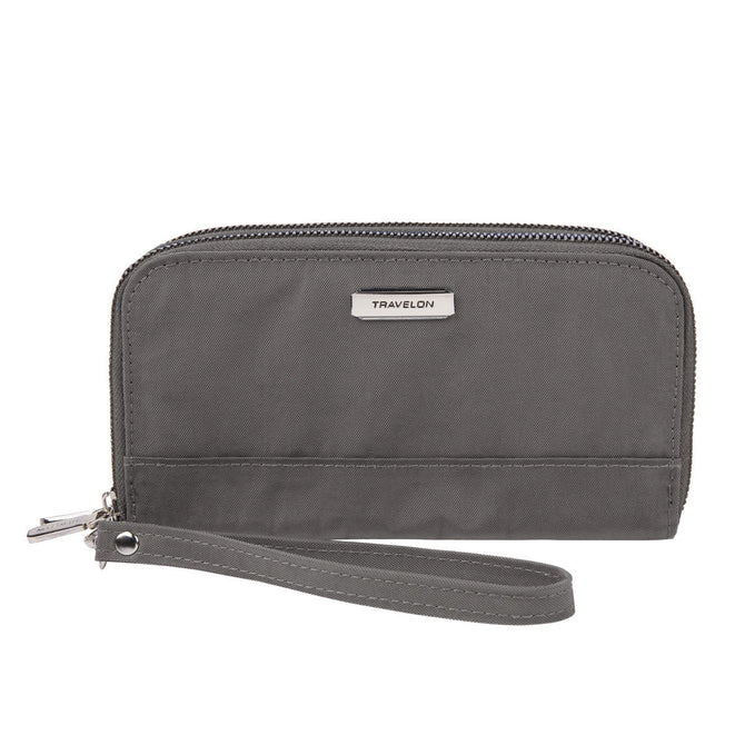 variant:41193726181421 Travelon RFID Blocking Double Zip Wallet - smoke
