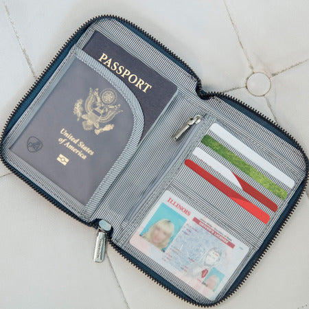variant:41193726541869 travelon RFID Blocking Passport Zip Wallet -ocean