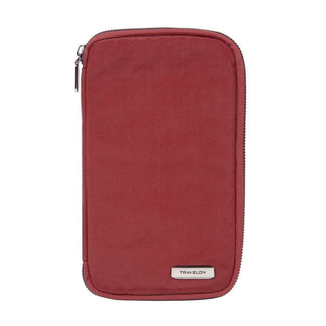 variant:41193727000621 travelon RFID Blocking Family Passport Zip Wallet - poppy