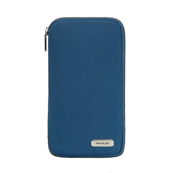 variant:41610805444653 travelon RFID Blocking Family Passport Zip Wallet - Ocean
