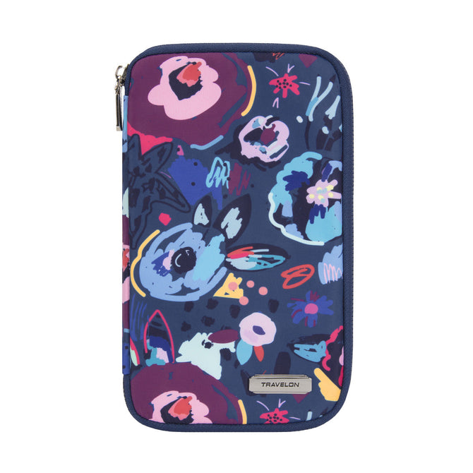 variant:41193727033389 travelon RFID Blocking Family Passport Zip Wallet - Mod Floral