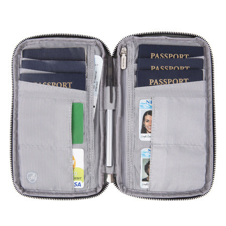 variant:41193727098925 travelon RFID Blocking Family Passport Zip Wallet - Gray Heather