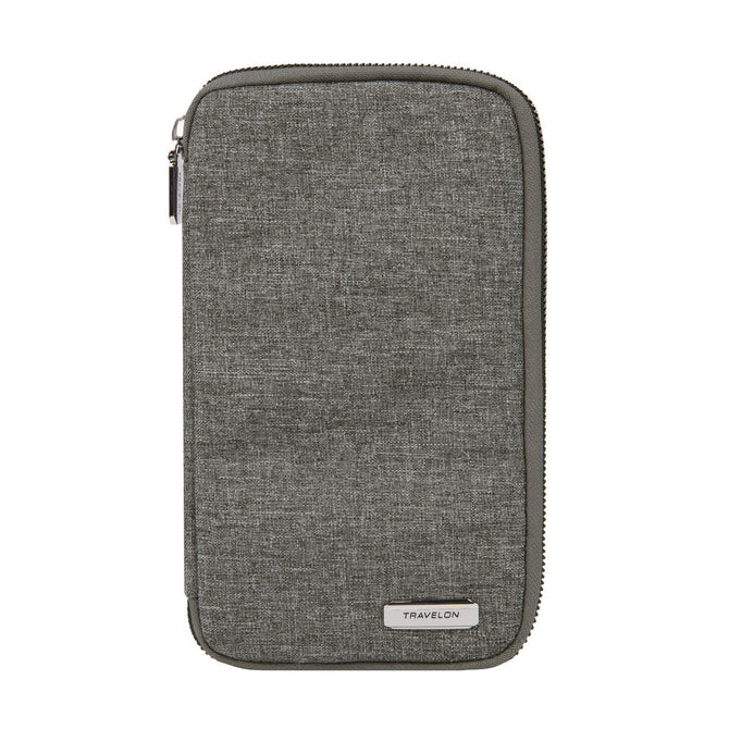 variant:41193727098925 travelon RFID Blocking Family Passport Zip Wallet - Gray Heather