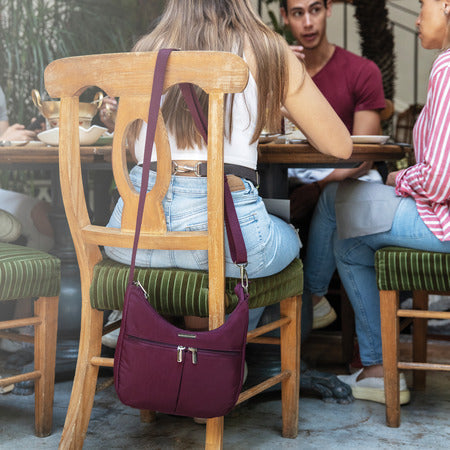 variant:41193742073901 travelon East/West Small Hobo - Dark Bordeaux
