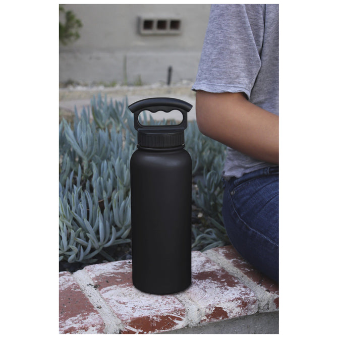 variant:40666872709165 Fifty/Fifty 34oz Insulated Bottle with Wide Mouth 3-Finger Lid - Matte Black