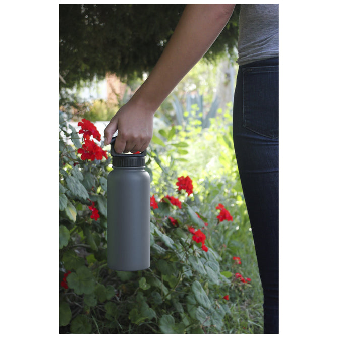 variant:40666872774701 Fifty/Fifty 34oz Insulated Bottle with Wide Mouth 3-Finger Lid - Slate Grey