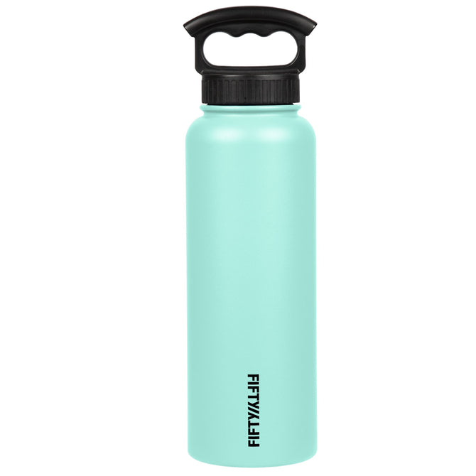 variant:40667043725357 FIFTY/FIFTY 40oz Insulated Bottle with Wide Mouth 3-Finger Lid - Cool Mint