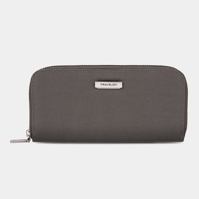 variant:41193725558829 Travelon RFID Blocking Single Zip Wallet - Smoke