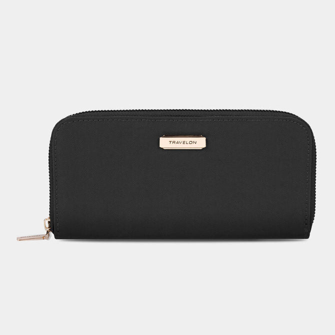 variant:41193725526061 Travelon RFID Blocking Single Zip Wallet - Black