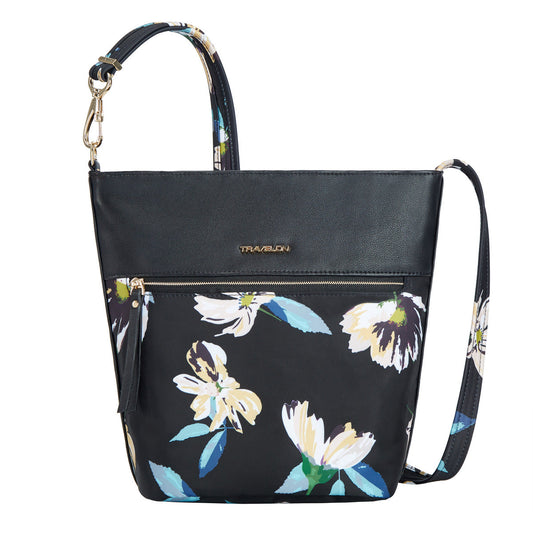 variant:41163204526125 Travelon Anti-Theft Addison Bucket Bag - Midnight Floral
