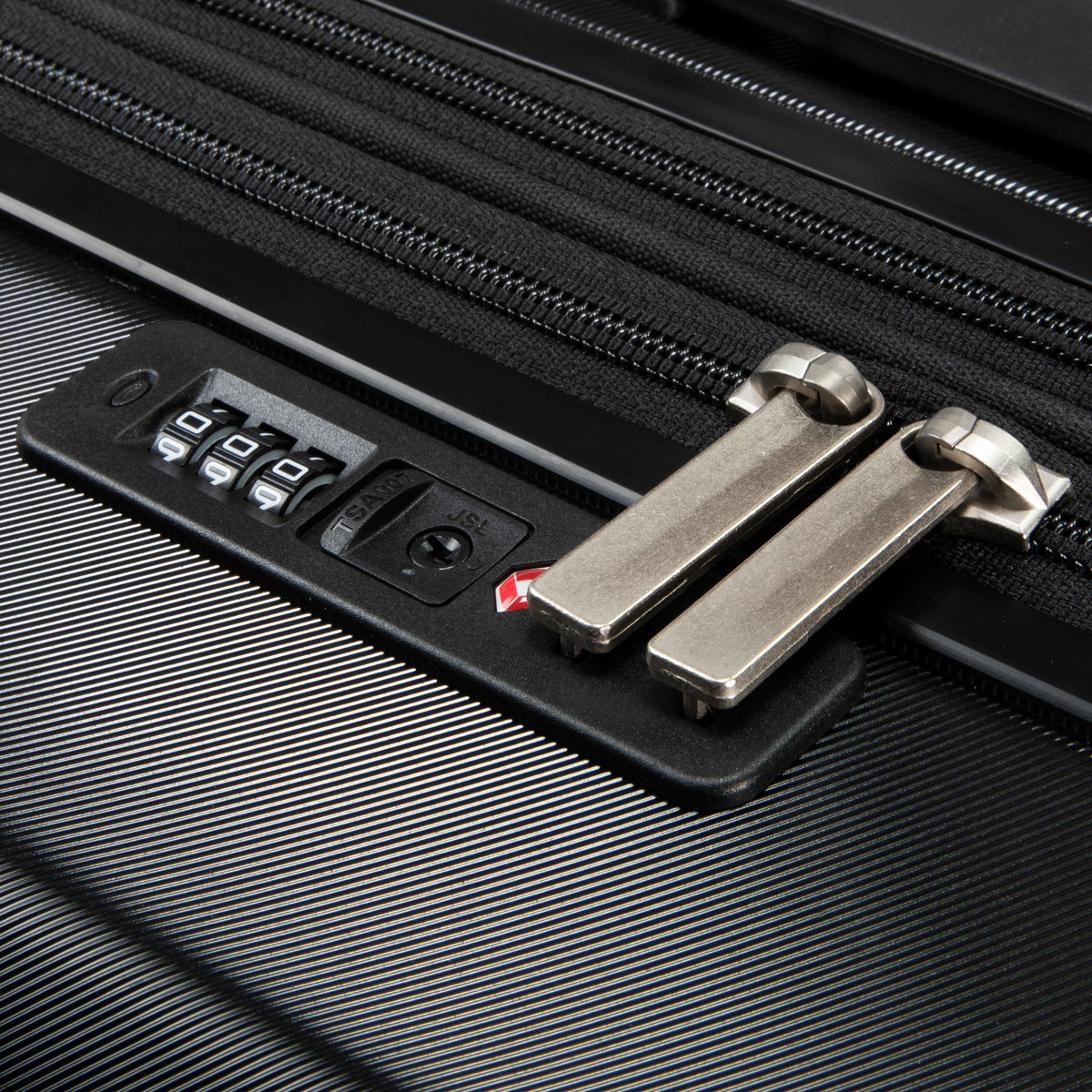 variant:41685997289517 RBH Melrose Hardside Large Checked Spinner Luggage - Black