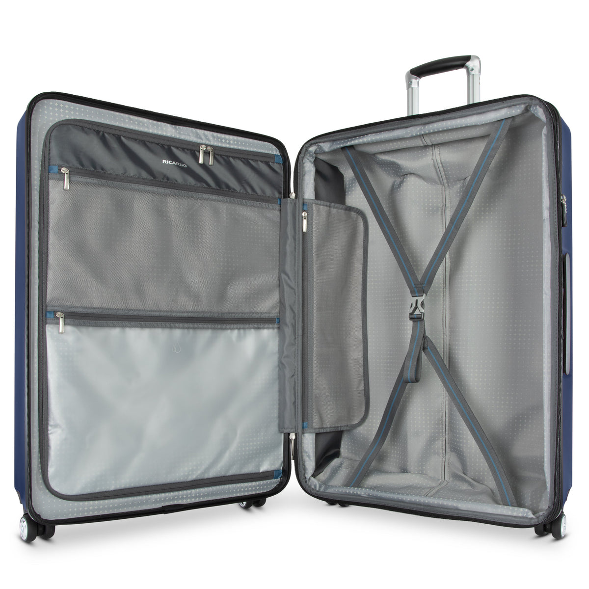 variant:41685997322285 RBH Melrose Hardside Large Checked Spinner Luggage - Blue