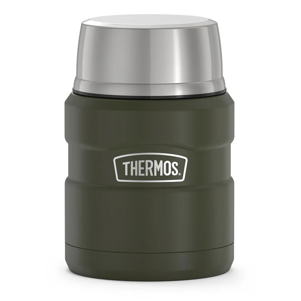 variant:43981588791341 16 oz. Stainless Steel Food Jar w Folding Spoon - Matte Army Green