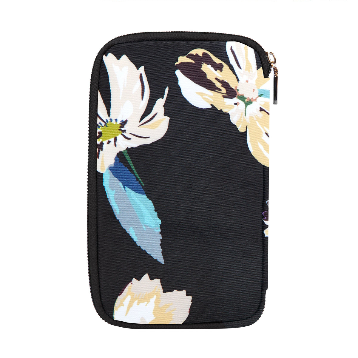 variant:43452763930669 travelon RFID Blocking Family Passport Zip Wallet - Midnight Floral