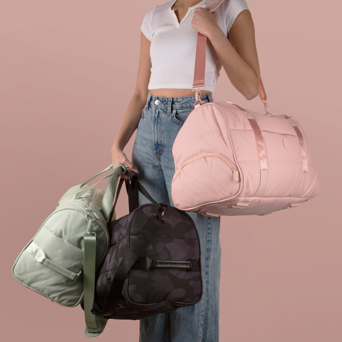 variant:43211071422656 The Puffer Softside Carry-On Duffel Bag Rose