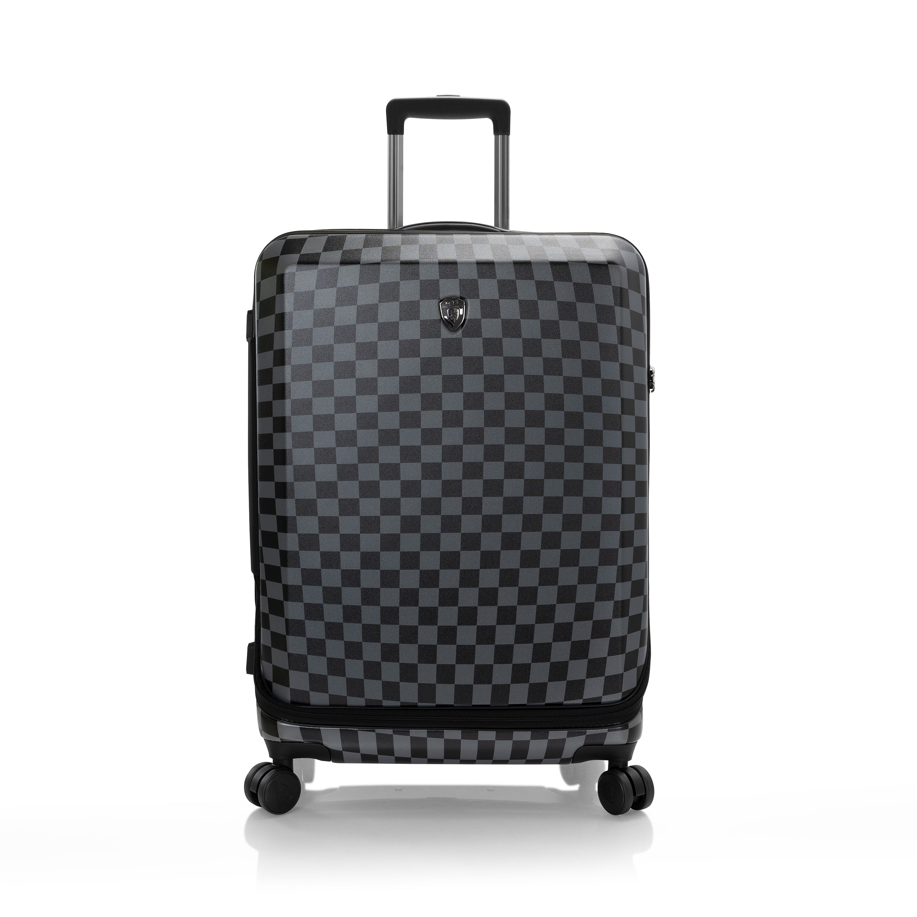 variant:44482320466112 EZ Fashion Hardside 26" Medium Checked Luggage Black Gray Check