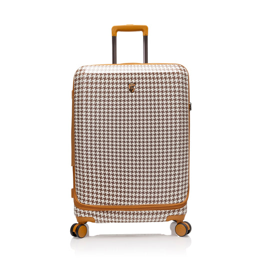 variant:44482320498880 EZ Fashion Hardside 26" Medium Checked Luggage Brown Houndstooth