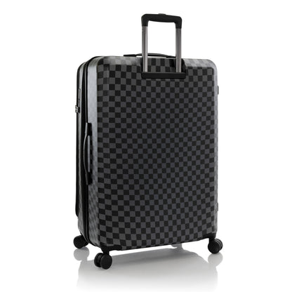 variant:44482346287296 EZ Fashion Hardside 30" Large Checked Luggage Black Gray Check