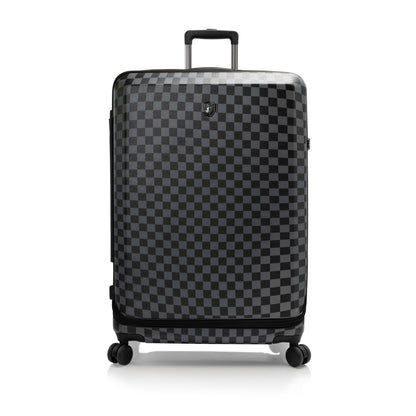 variant:44482346287296 EZ Fashion Hardside 30" Large Checked Luggage Black Gray Check