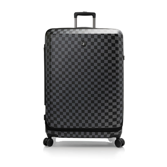 variant:44482346287296 EZ Fashion Hardside 30" Large Checked Luggage Black Gray Check