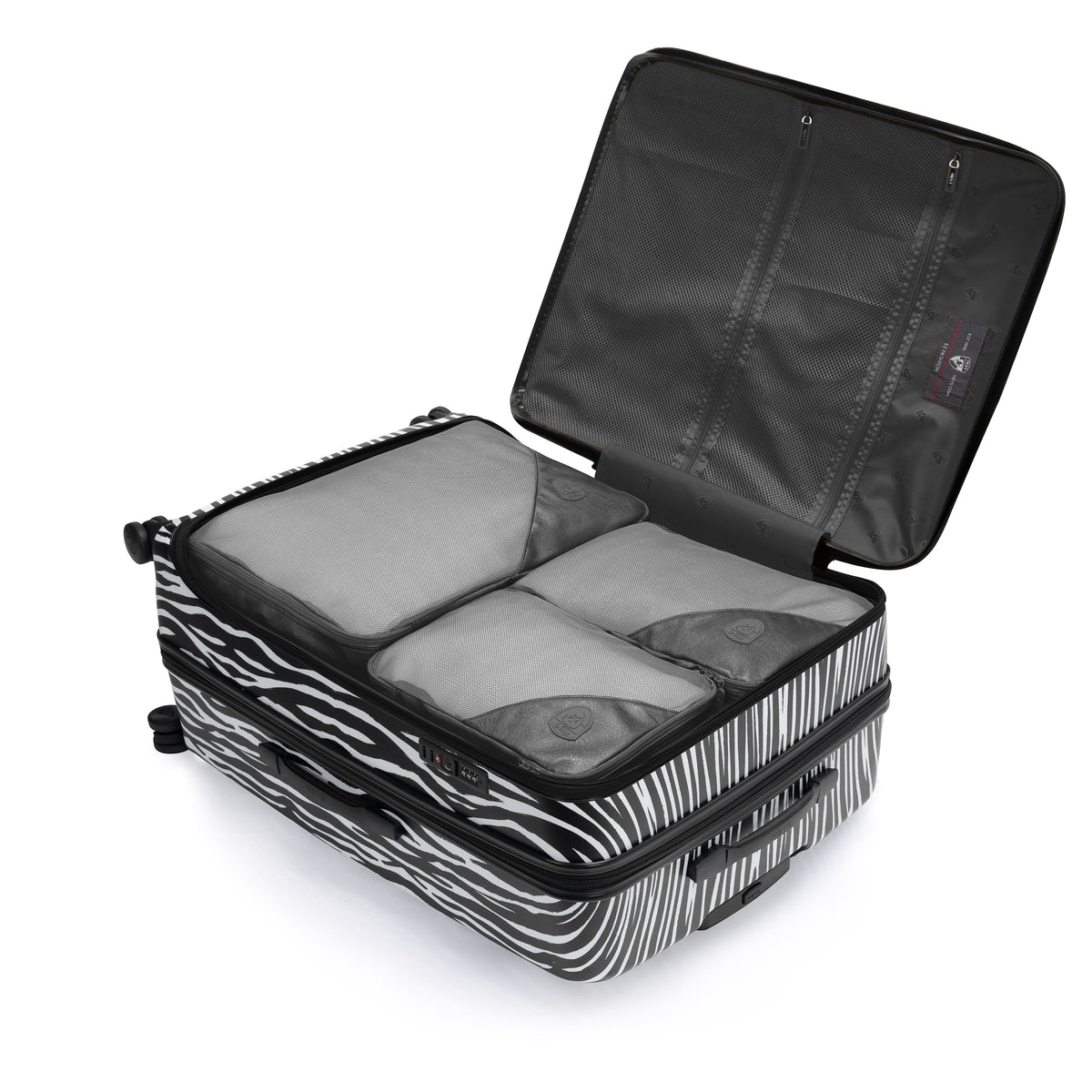 variant:44482346352832 EZ Fashion Hardside 30" Large Checked Luggage Zebra