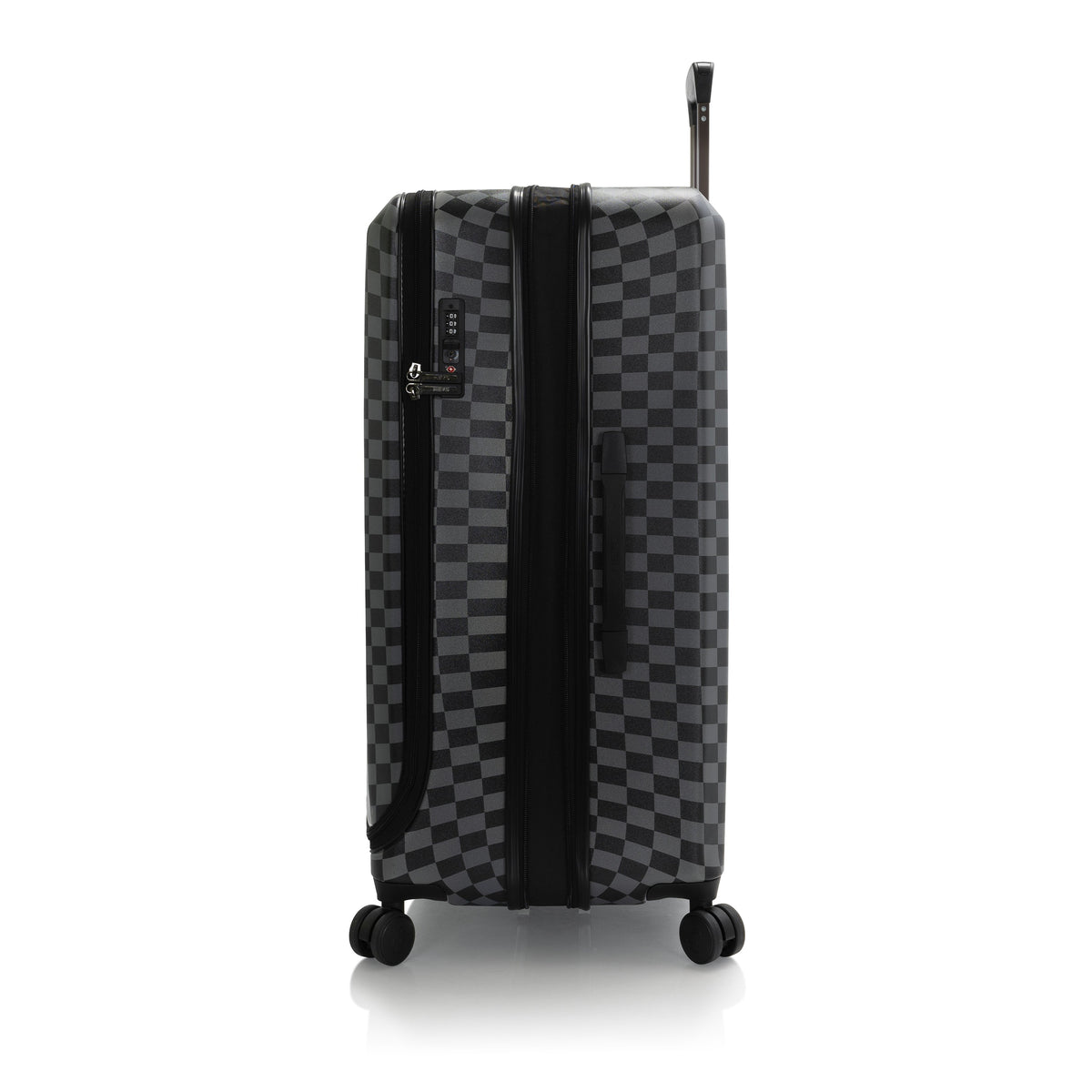 variant:44482346287296 EZ Fashion Hardside 30" Large Checked Luggage Black Gray Check