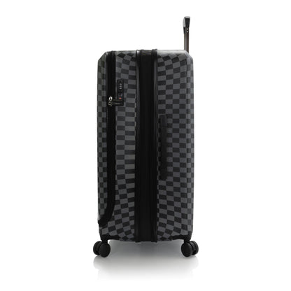 variant:44482346287296 EZ Fashion Hardside 30" Large Checked Luggage Black Gray Check