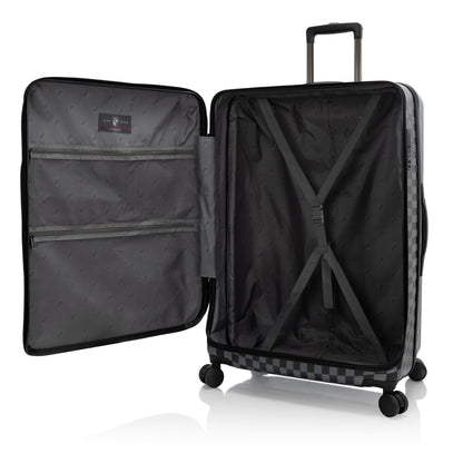 variant:44482346287296 EZ Fashion Hardside 30" Large Checked Luggage Black Gray Check