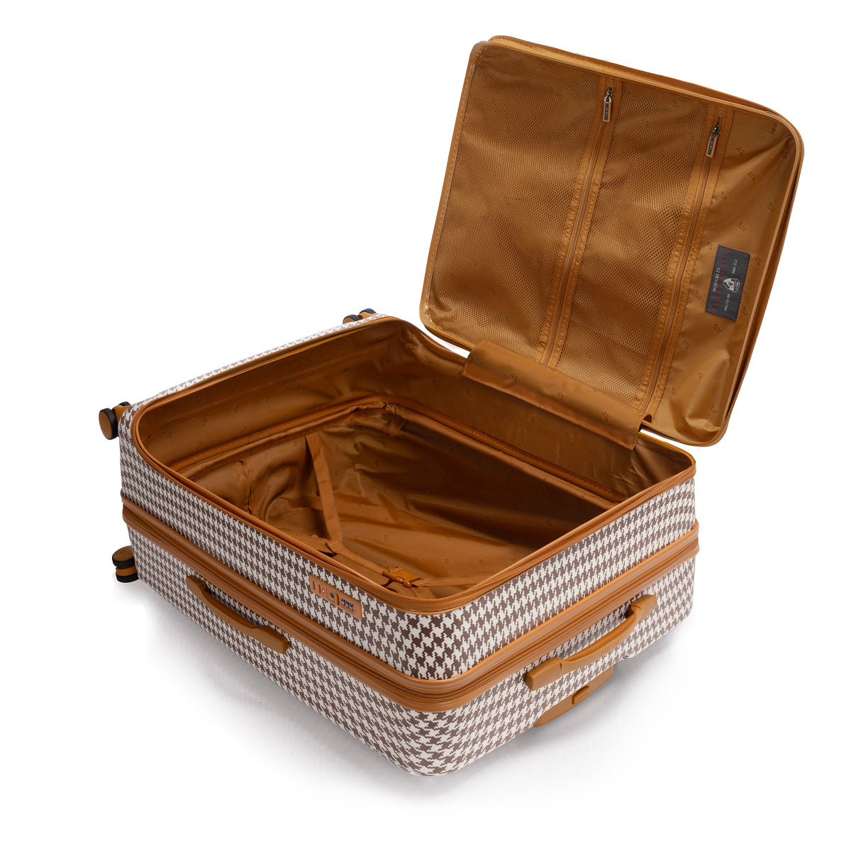 variant:44482346320064 EZ Fashion Hardside 30" Large Checked Luggage Brown Houndstooth