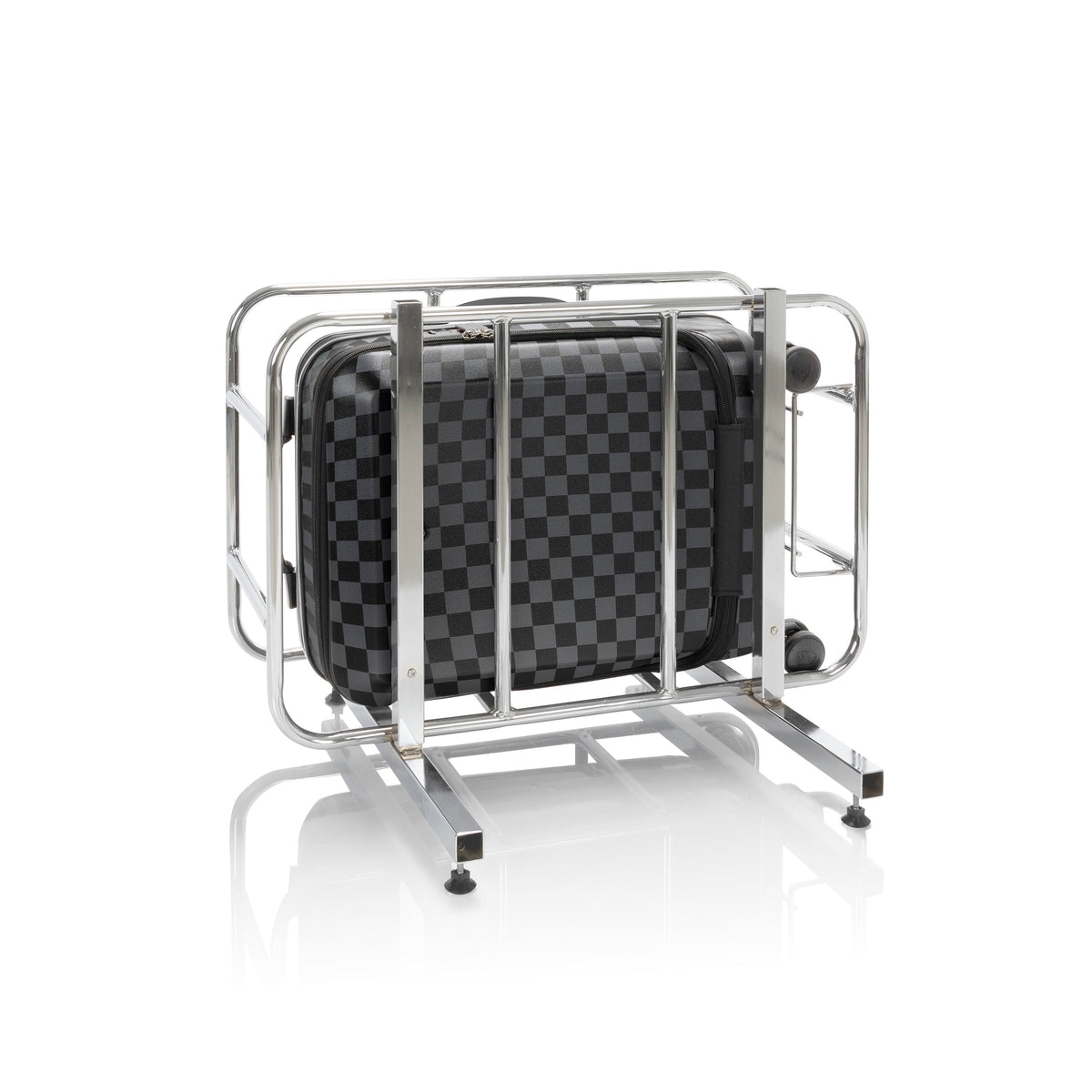 variant:44482346287296 EZ Fashion Hardside 30" Large Checked Luggage Black Gray Check