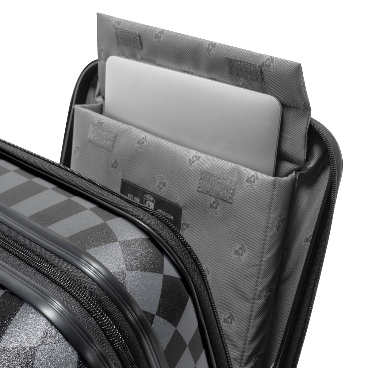 variant:44482315026624 EZ Fashion Hardside 21" Carry-On Luggage Black Gray Check