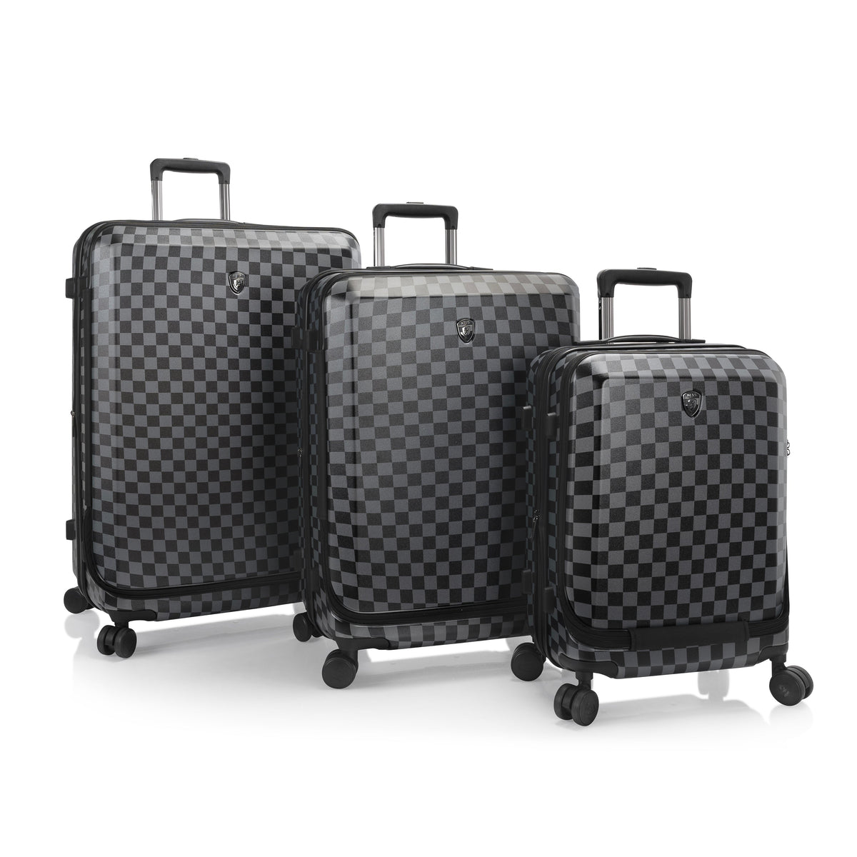 variant:44482346287296 EZ Fashion Hardside 30" Large Checked Luggage Black Gray Check