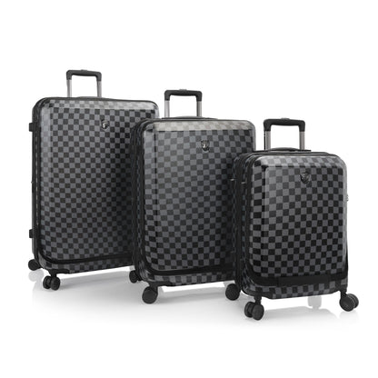 variant:44482346287296 EZ Fashion Hardside 30" Large Checked Luggage Black Gray Check