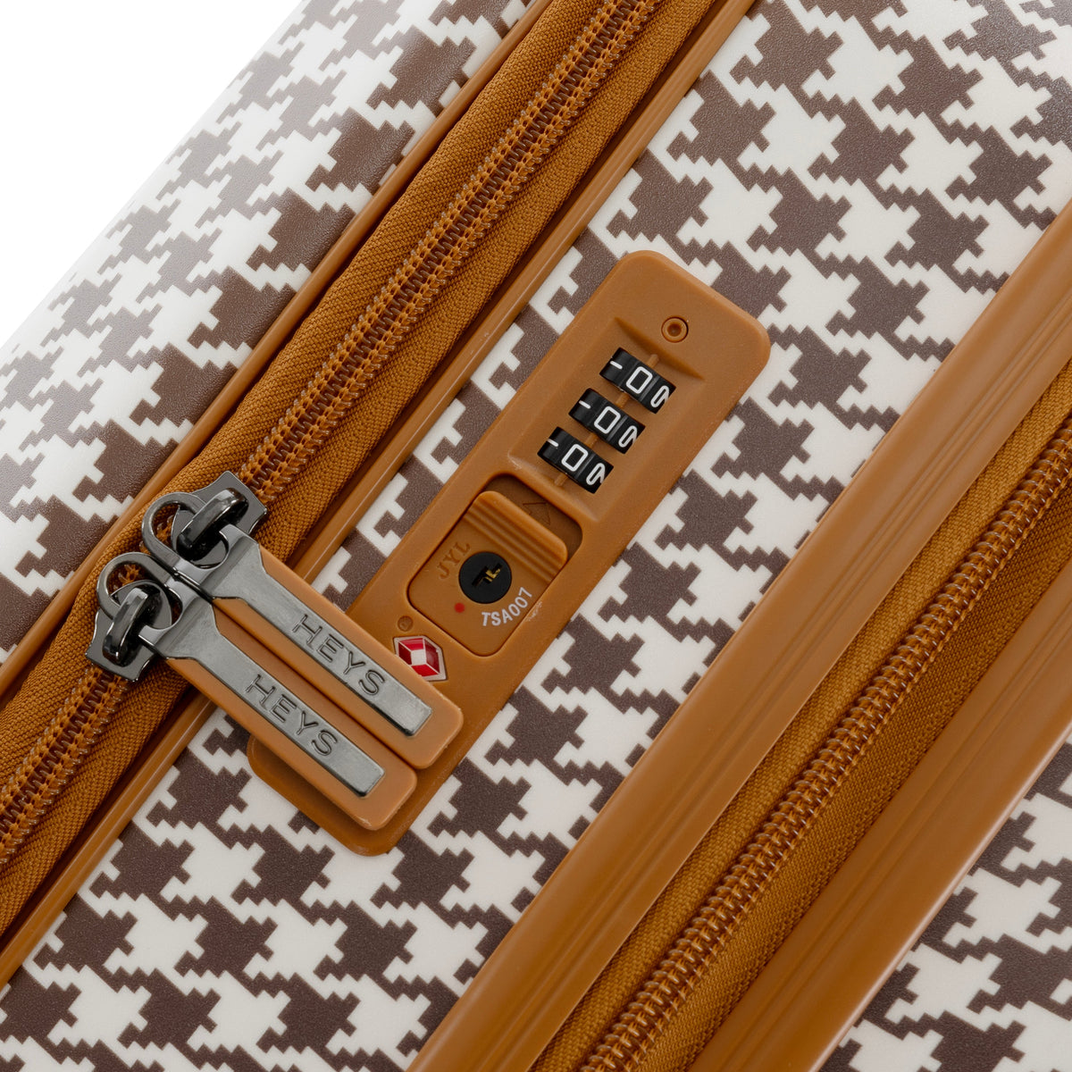 variant:44482346320064 EZ Fashion Hardside 30" Large Checked Luggage Brown Houndstooth