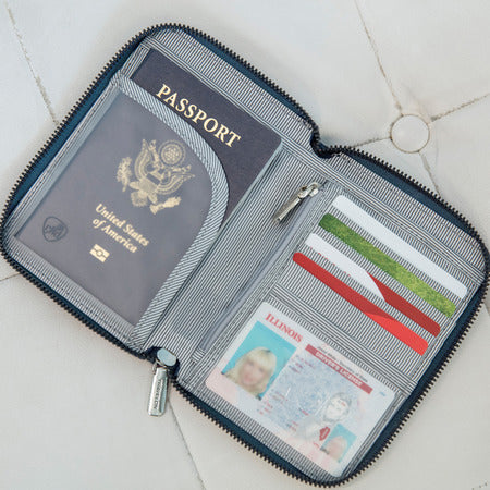 variant:41193726541869 travelon RFID Blocking Passport Zip Wallet - Ocean