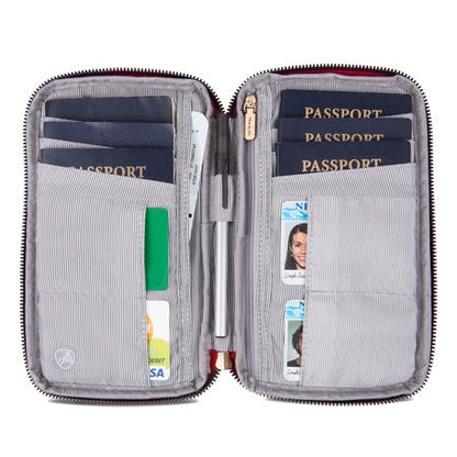 variant:41193727000621 travelon RFID Blocking Family Passport Zip Wallet - poppy