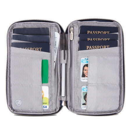 variant:41193727033389 travelon RFID Blocking Family Passport Zip Wallet - Mod Floral